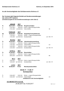 Schießtermine 2017