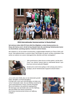 Internationales Sommerseminar 2016