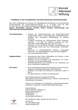 und Internationale Wirtschaftspolitik. - Konrad-Adenauer