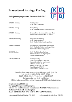 Halbjahresprogramm Februar bis Juli 2017