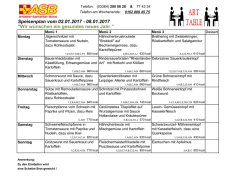 Speiseplan vom 02.01. bis 08.01.2017