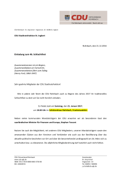 Einladung zum 46. Schlachtfest CDU Rohrbach – CDU