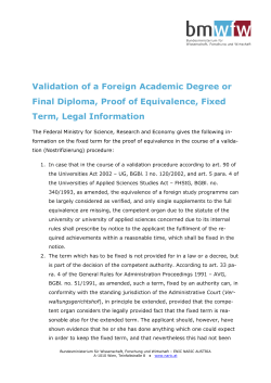 Validation of a Foreign Academic Degree or Final Diploma, Proof of