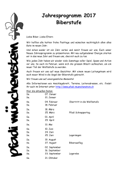 Jahresprogramm 2017 Biberstufe