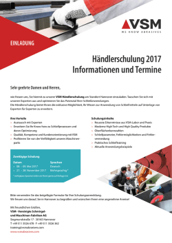Händlerschulung 2017 Informationen und Termine