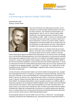 In Erinnerung an Heinrich Schiller (1924-2016)