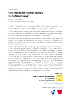 Gr&uuml;ndung eines bundesweiten Netzwerks von