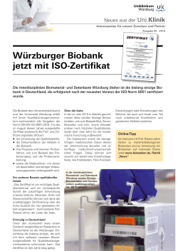 Würzburger Biobank jetzt mit ISO-Zertifikat