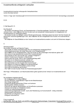 Investmentfonds erfolgreich verkaufen