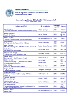 Juli bis Dezember 2016 - Institut f&uuml;r Politische Wissenschaft und