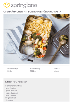 Ofenhähnchen mit buntem Gemüse und Pasta