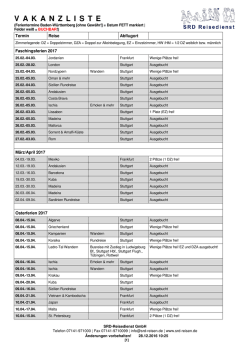 Vakanzliste - SRD Reisen