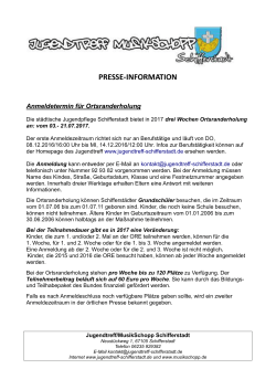 PRESSE-INFORMATION - Jugendtreff / MusikSchopp Schifferstadt