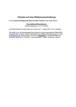 Hinweis auf eine Stellenausschreibung Konrektor/in GGS Am Alten