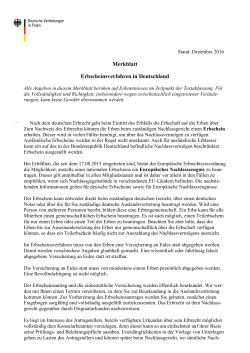 Merkblatt Erbscheinsverfahren in Deutschland