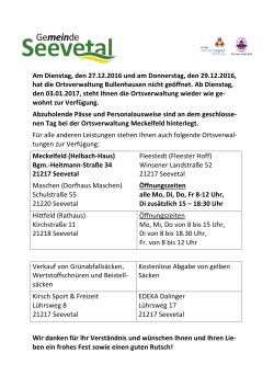 OV Bullenhausen Schließung 27.und 29.12.2016
