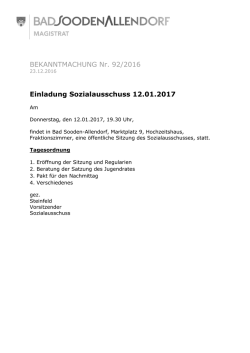 Einladung Sozialausschuss 12.01.2017 - Bad Sooden