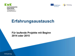 Informationen und Erfahrungsaustausch für laufende Projekte