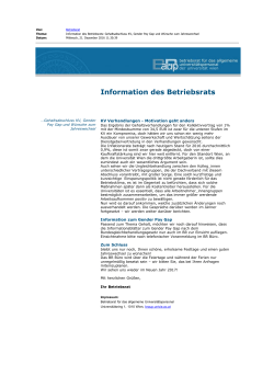 Information des Betriebsrats - Betriebsrat für das allgemeine