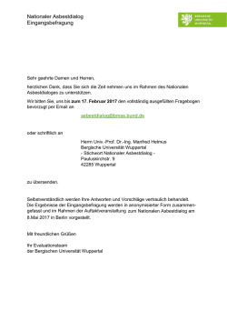 Nationaler Asbestdialog Eingangsbefragung