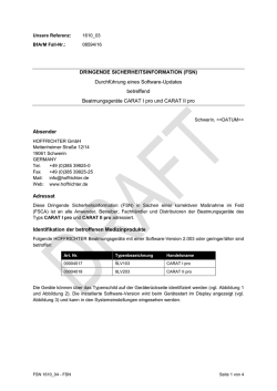 DRINGENDE SICHERHEITSINFORMATION (FSN)