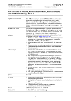 Hilfsassistenz im Projekt &bdquo;Kompetenzorientierte
