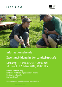 Informationsabende Dienstag, 17. Januar 2017, 20.00 Uhr Mittwoch