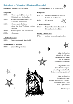Gottesdienste zu Weihnachten