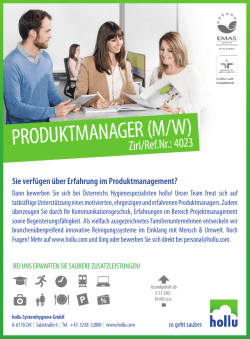 produktmanager (m/w) - hollu Systemhygiene GmbH