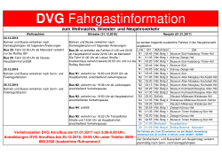 Information Verkehr Weihnachten, Silvester, Neujahr