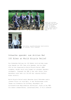 Schwalbe spendet zum dritten Mal 100 Bikes an World Bicycle