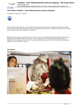 Frankfurt – Ivalo: Weihnachtsmann jetzt per Flugzeug