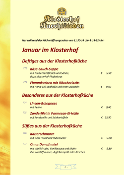 Speisekarte Januar - Klosterhof Knechtsteden