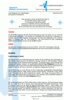 Infobrief Dezember 2016 - Die Unabh&auml;ngigen im Landkreis