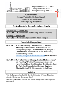 Gottesdienst - Evangelische Gemeinde Salzburg Auferstehungskirche