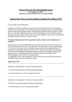 Impftermine für Hühner 2017