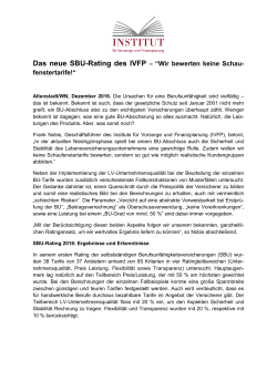 Das neue SBU-Rating des IVFP – “Wir bewerten keine Schau-