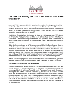 Das neue SBU-Rating des IVFP – “Wir bewerten keine Schau-