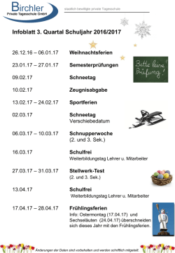 Infoblatt 3. Quartal Schuljahr 2016/2017