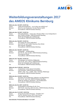 Weiterbildungsveranstaltungen 2017 des AMEOS Klinikums Bernburg