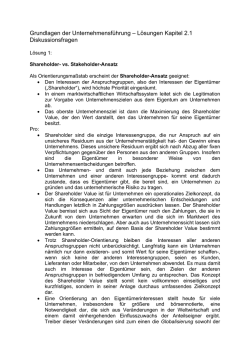 Grundlagen der Unternehmensf&uuml;hrung &ndash; L&ouml;sungen Kapitel 2.1