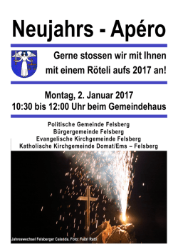 Gerne stossen wir mit Ihnen mit einem Röteli aufs 2017 an!