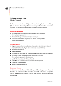IT-/Systemanalyst (m/w) (Master/Diplom)