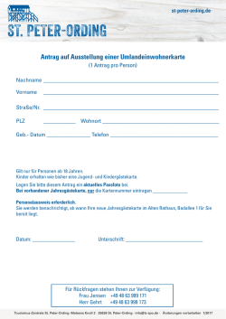 Antrag auf Ausstellung einer Umlandeinwohnerkarte - St. Peter