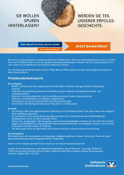 Privatkundenbetreuer m/w - VR