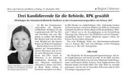 Drei Kandidierende f&uuml;r die Behoerde RPK gewaehlt