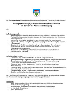 eine(n) Mitarbeiter(in) f&uuml;r die Gemeindewerke Sonnefeld im Bereich