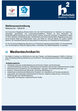 Medientechniker/in - Hochschule Magdeburg