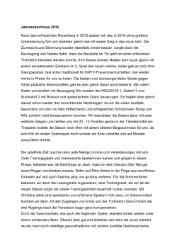 Jahresr  ckblick 2016 - KMTV-Frauenhandball