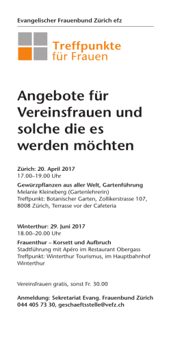 Angebot Vereinsmitglieder 2017 - Evangelischer Frauenbund Zürich